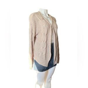 Ragdoll Light Tan Cable Knit Cardigan size M